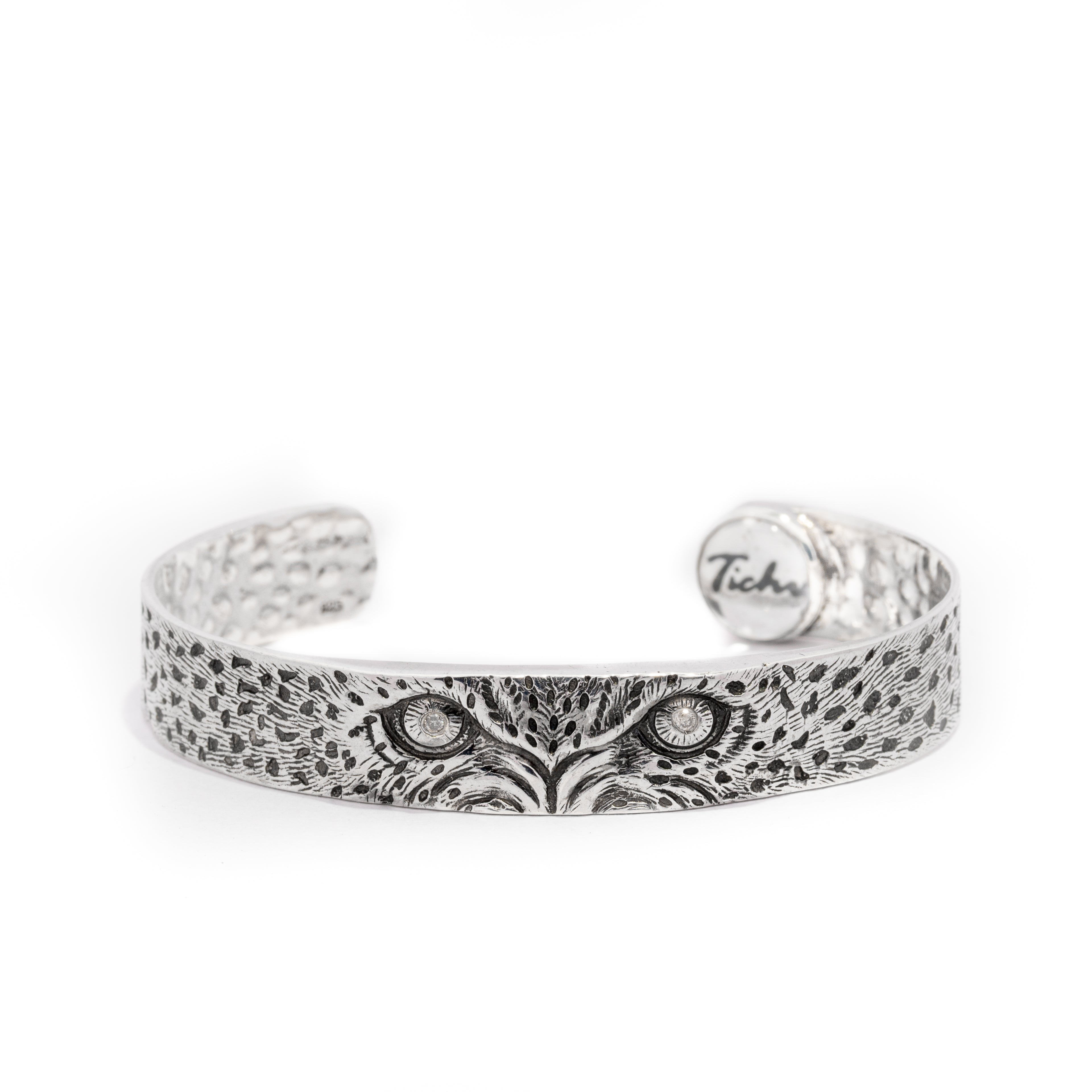 Cheetah Eyes Silver Cuff Bracelet