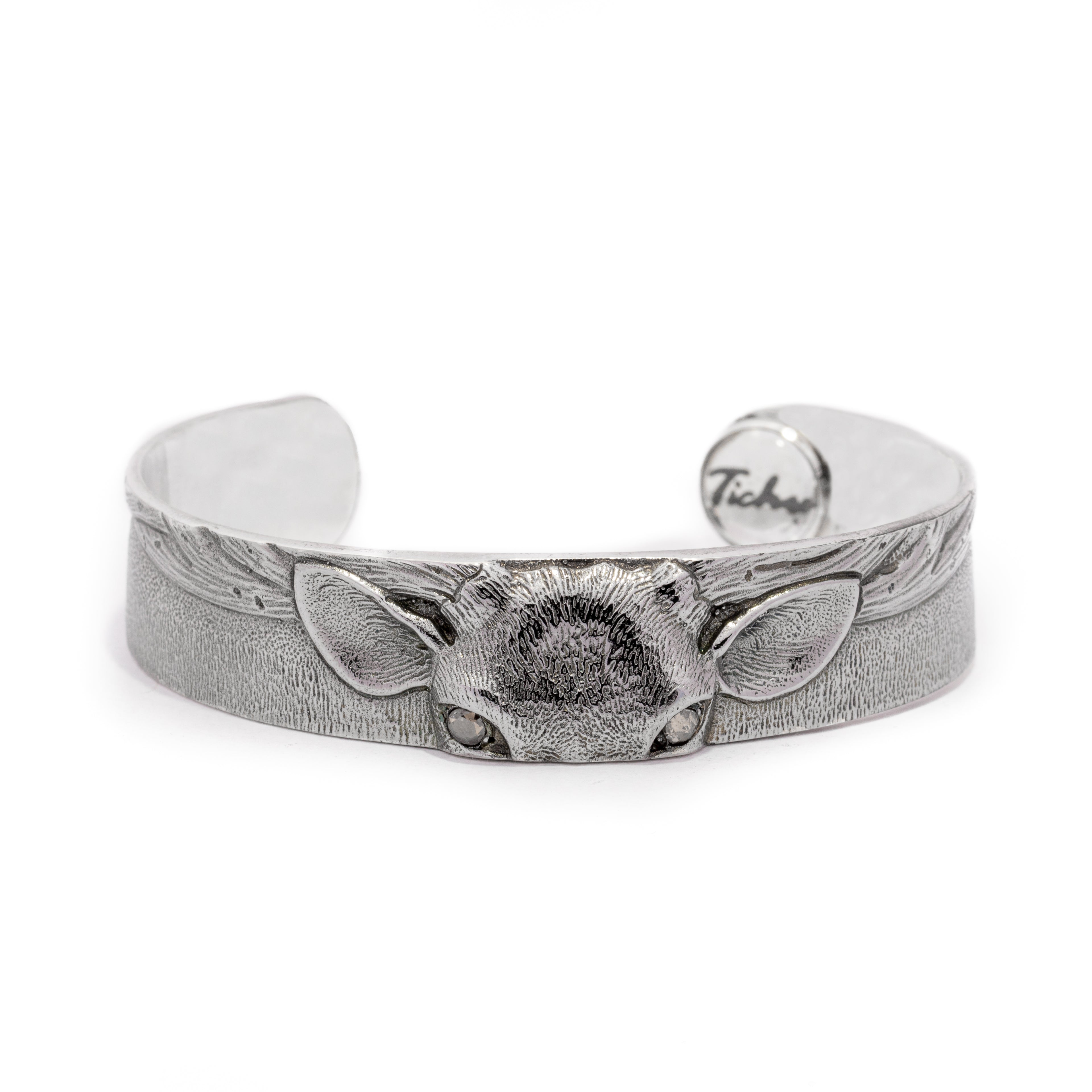 Stag Eyes Silver Cuff Bracelets